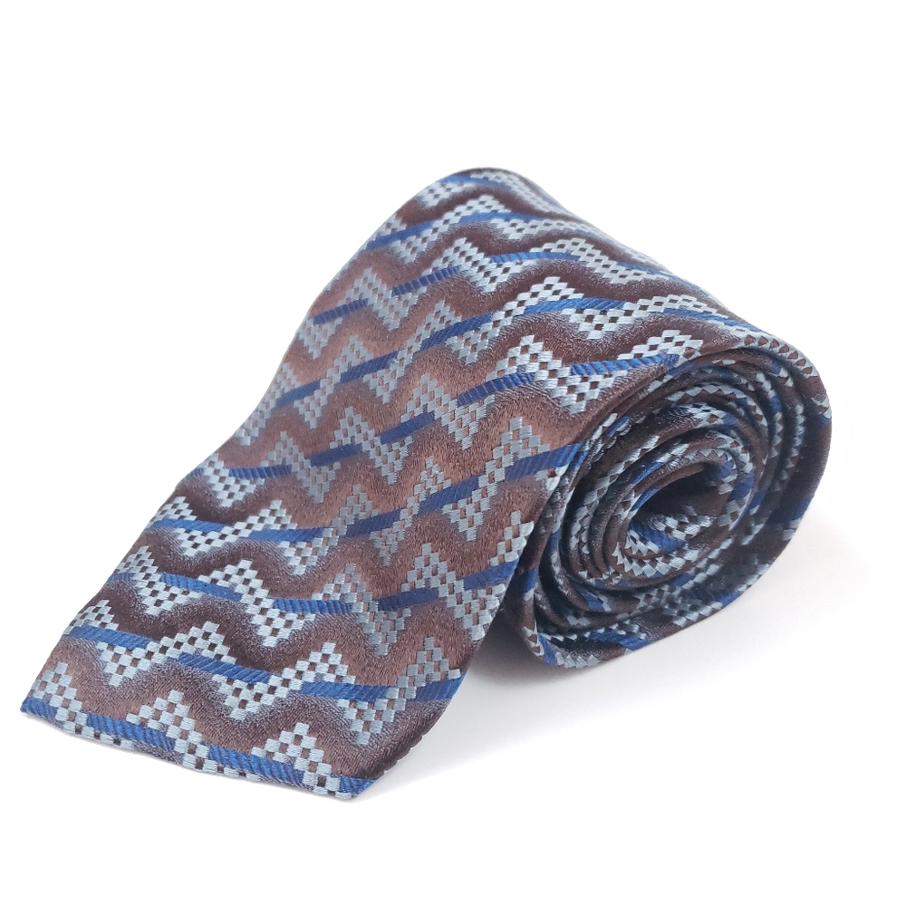 Ermenegildo Zegna Silk Neck Tie Geometric Pattern